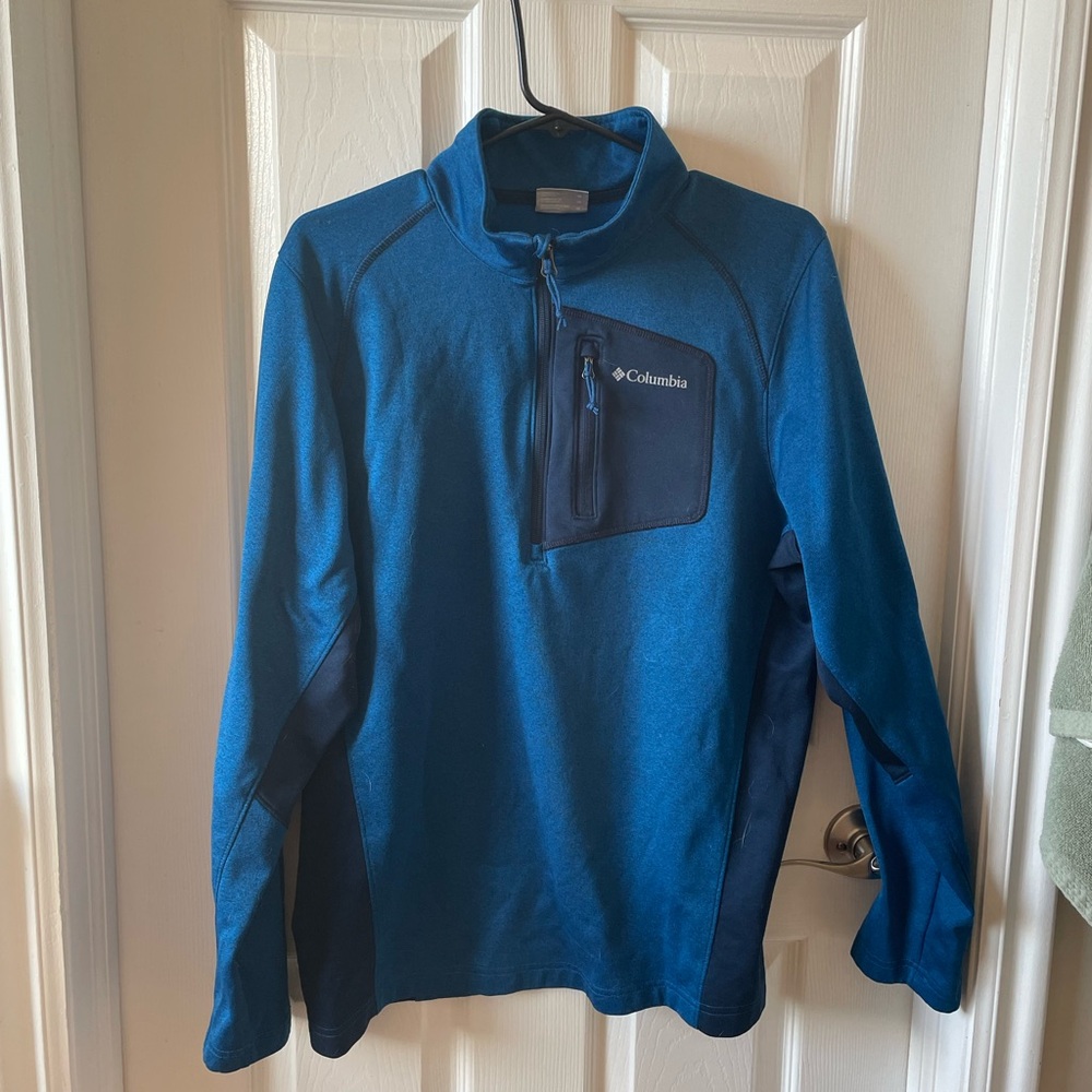 Columbia 1/4 Quarter Zip Fleece Jacket medium m pullover Blue Jackson Creek